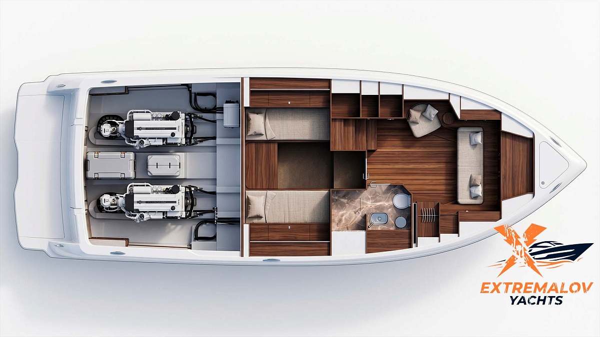 Аренда Cranchi A46 Luxury Tender на Сардинии - план нижней палубы